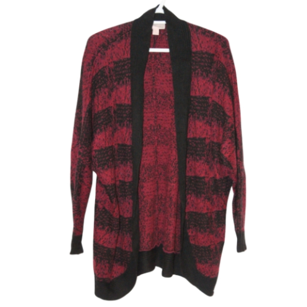2/$25 🏷 Forever21 Red & Black Knit Open Front Cardigan Size M